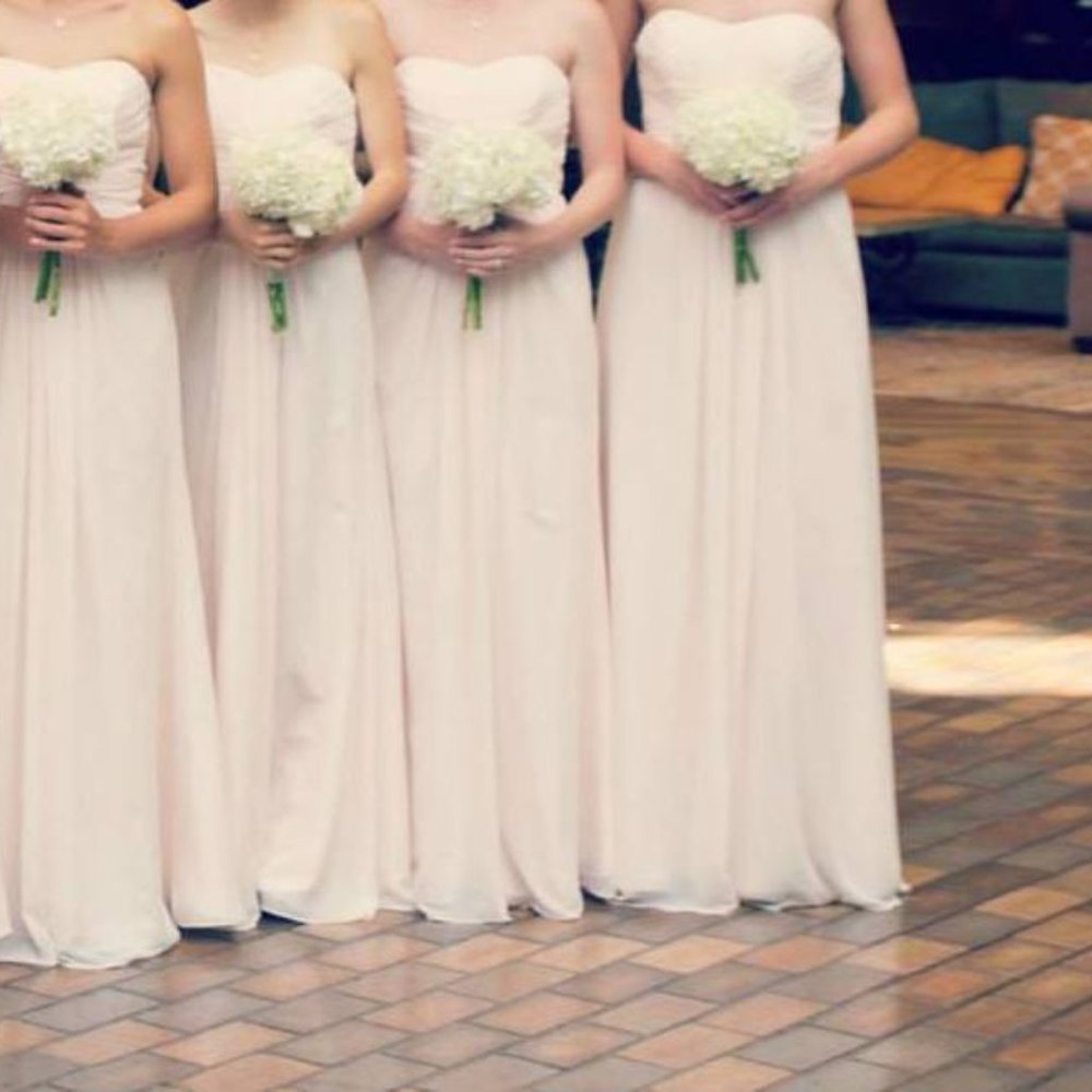Blush Floor Length Bridesmaids Dress